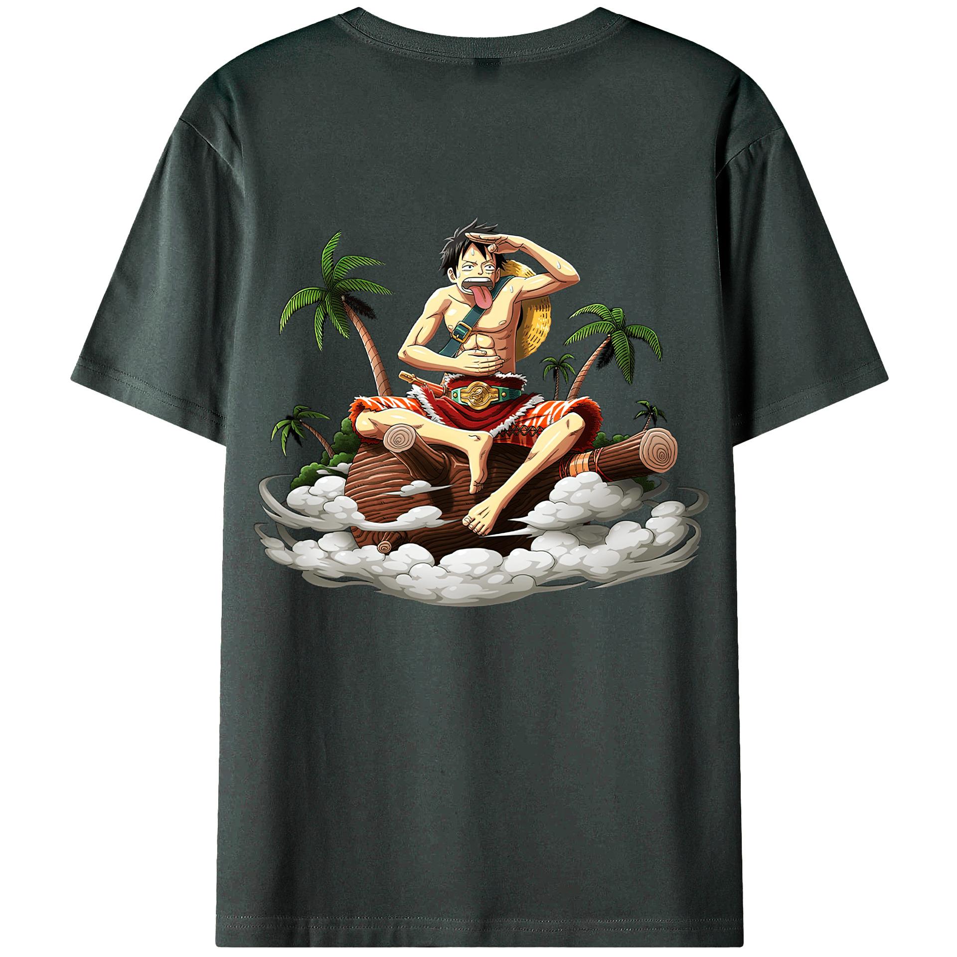 ワンピース モンキー・D・ルフィ ONE PIECE Monkey D. Luffy 綿100％ メンズ半袖Tシャツ（バックプリント） 通気性